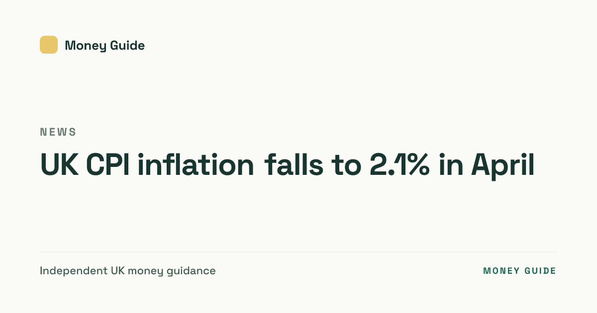 UK CPI inflation falls to 2.1% in April · Money Guide